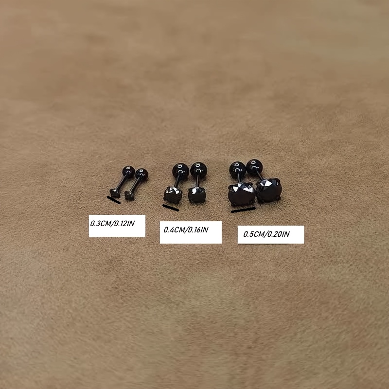 6pcs Low-Allergen Screw-In Ear Studs for Women